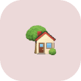An illustration of a small house with a red roof and blue windows, next to a green tree and bush, on a light pink background—perfect for showcasing the importance of coastal termite and pest control.