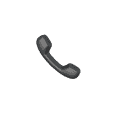 Black telephone handset icon on a white background, perfect for representing coastal termite and pest control contact information.