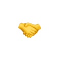 A yellow handshake emoji centered on a white background, symbolizing trust and partnership—just like coastal termite and pest control works with you for peace of mind.